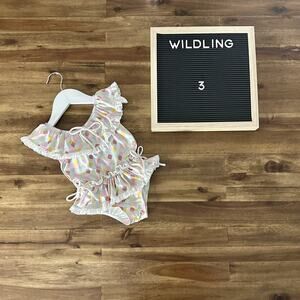 Wildling Well Dressed Wolf Mermaid Scallop Tiles Ruffle Lace One Piece Swimsuit
